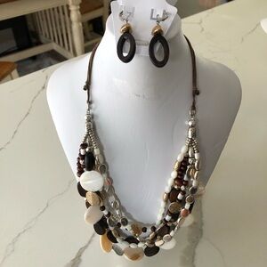 Elegant Multi-Strand Beaded Necklace and Earring Set